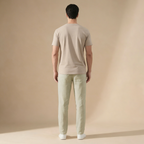 Men's straight-leg linen-look elastic waist trousers