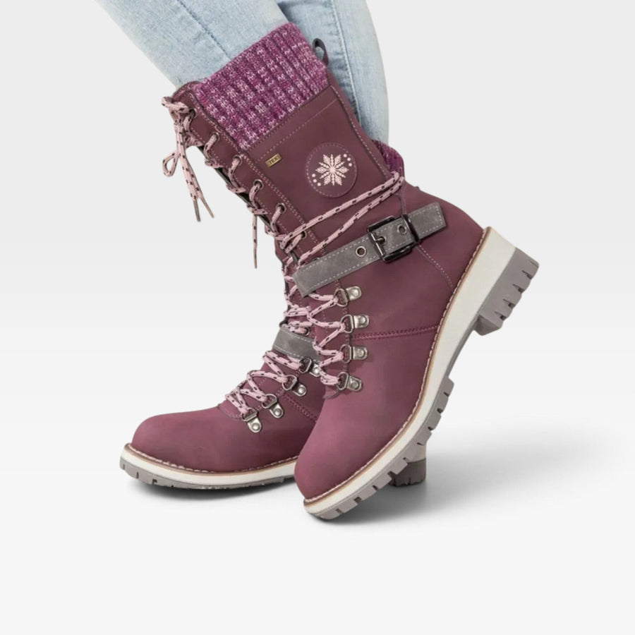 Women's Lace-Up Winter Boots with Knitted Cuff — view 11