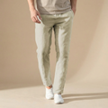 Men's straight-leg linen-look elastic waist trousers