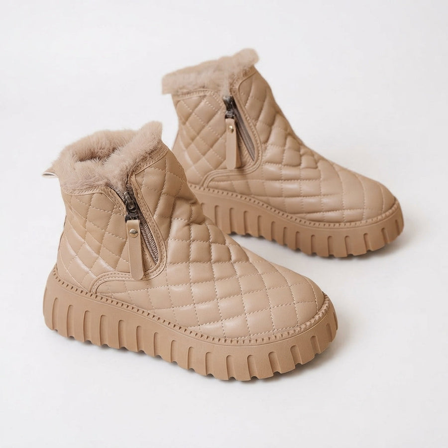Women's Quilted Faux Fur-Lined Winter Ankle Boots — view 6