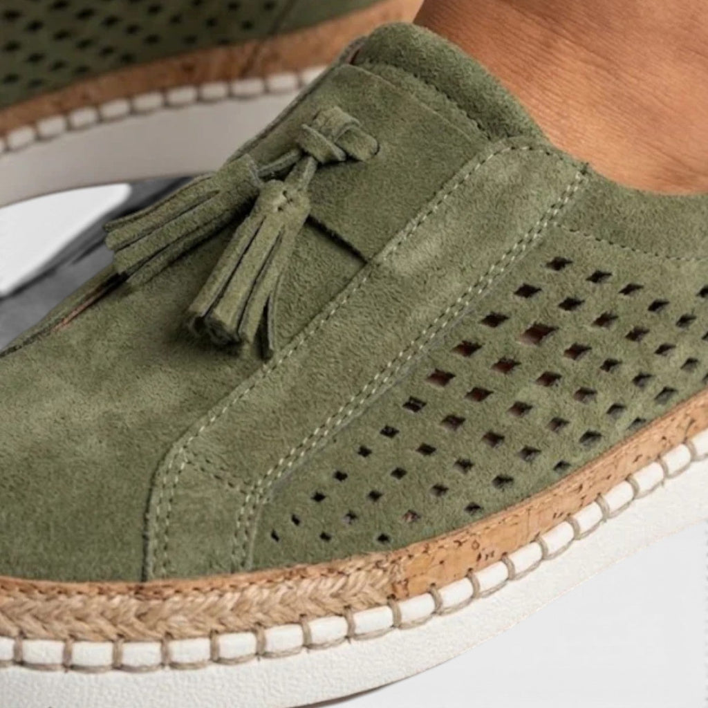 Women's Perforated Suede Slip-On Trainers with Tassels — view 7