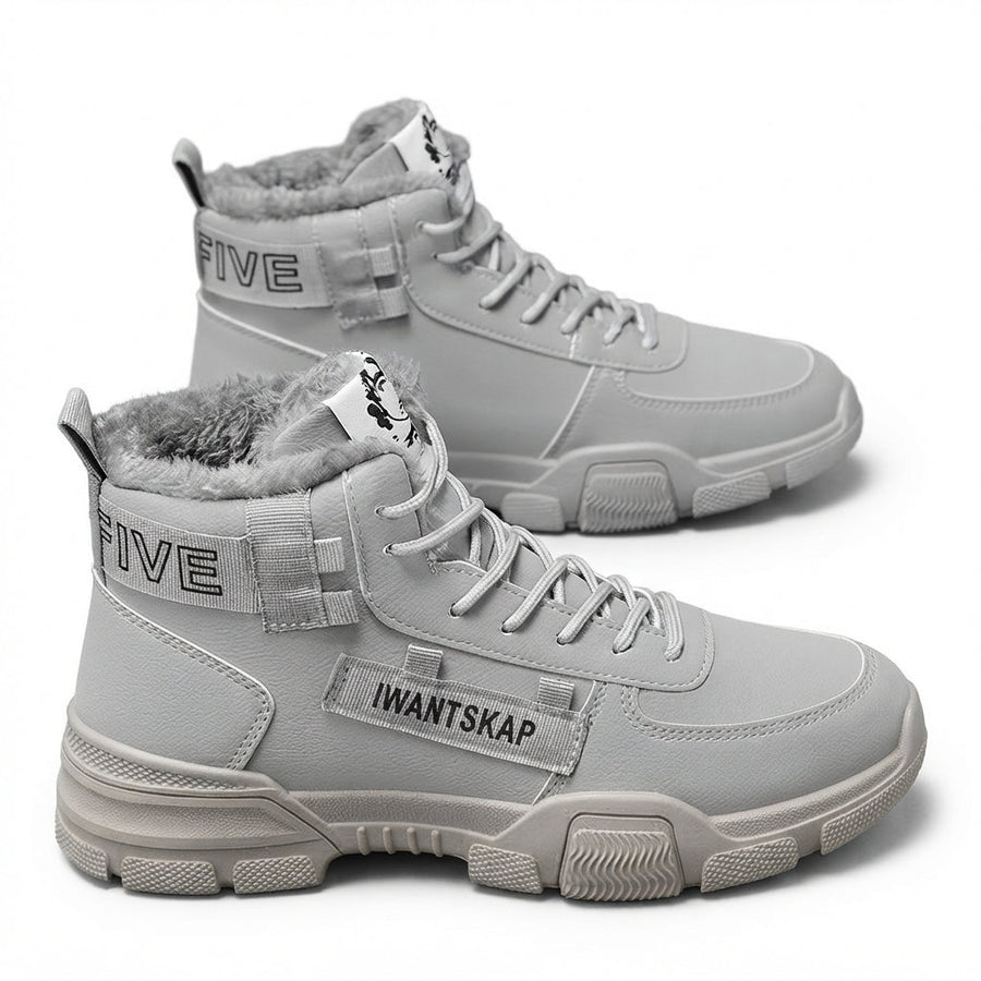 Men's Fur-Lined Lace-Up Combat Boots, Chunky Sole — view 6
