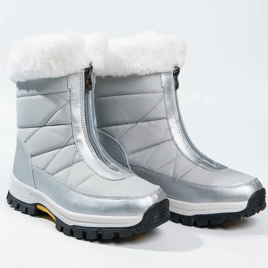 Women's Faux Fur Cuff Ankle Boots with Chunky Tread — view 6