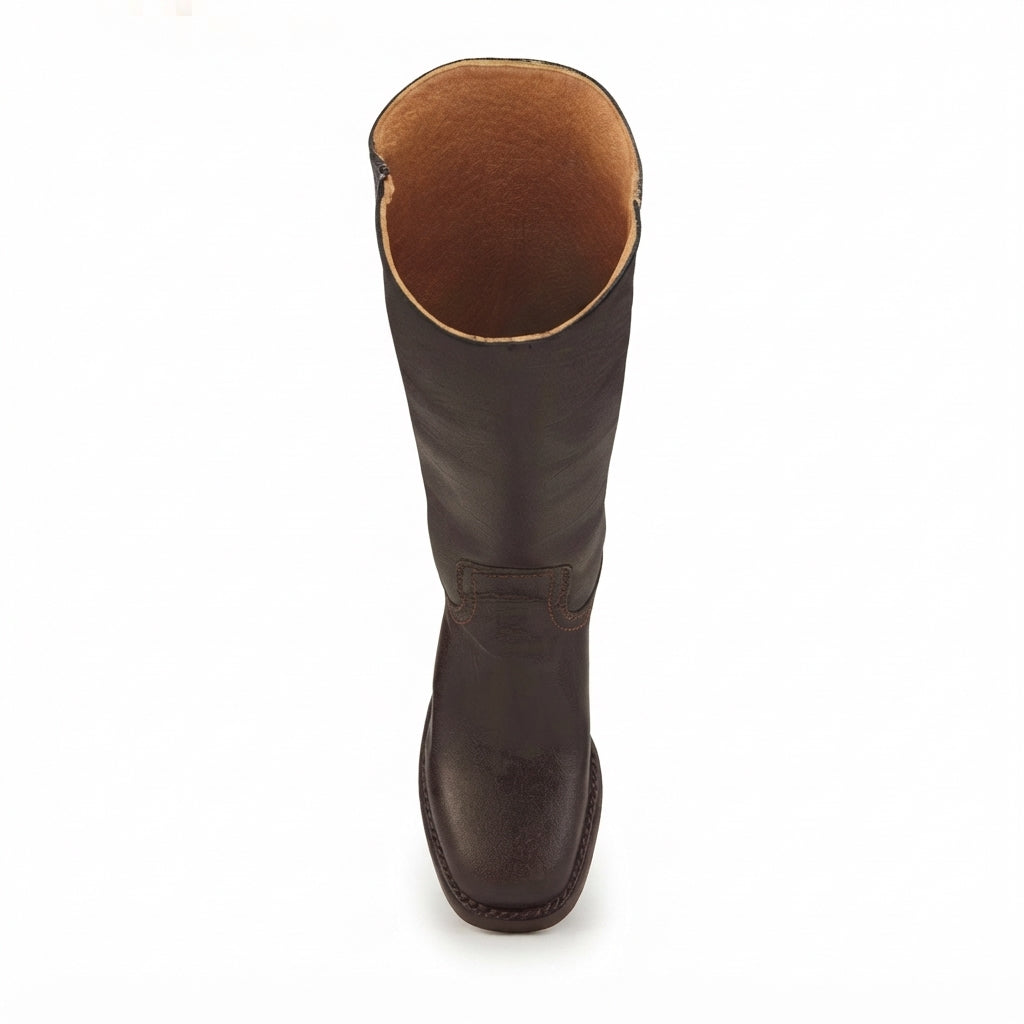 Women's Leather Knee High Boots with Low Block Heel — view 6