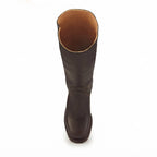 Women's Leather Knee High Boots with Low Block Heel — view 6