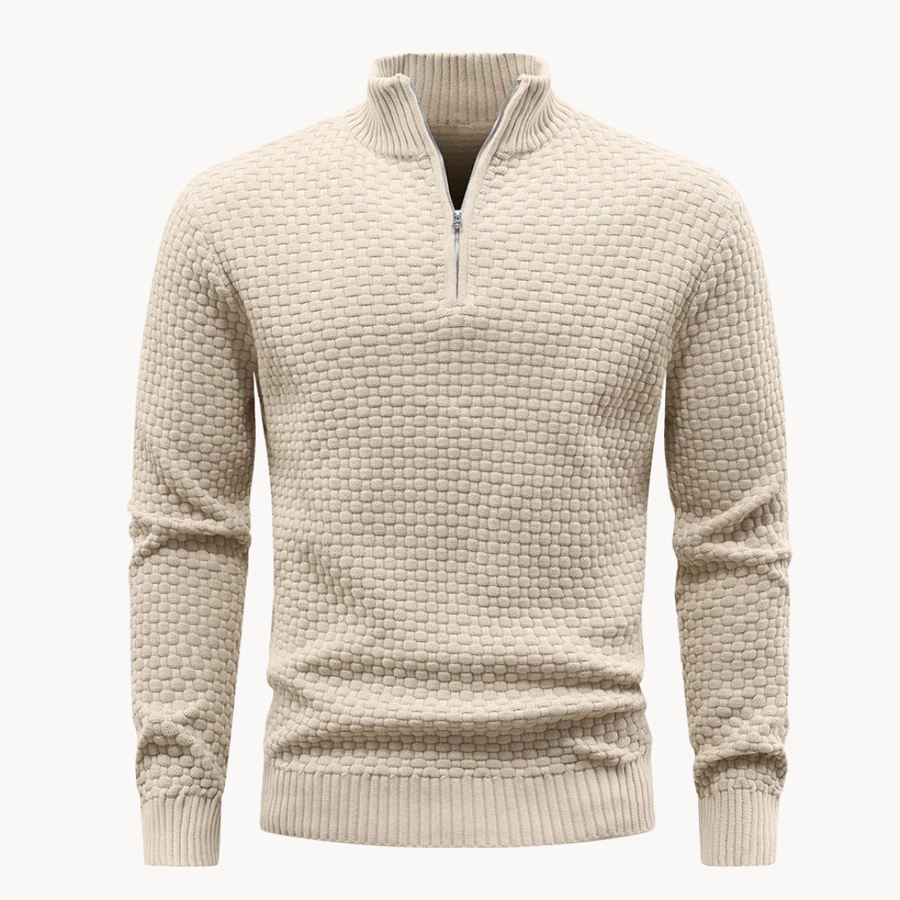 Men's Textured Quarter-Zip Knit Jumper | Corvell