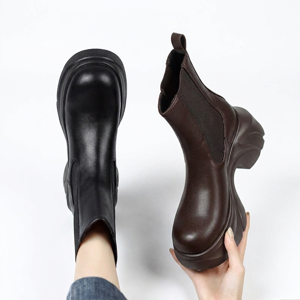 Women's Platform Chelsea Boots with Wave-Shaped Sole — view 6