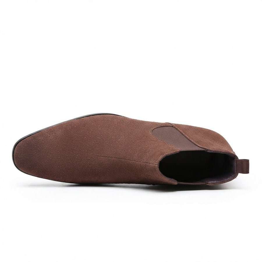 Men's Pointed Toe Suede Chelsea Boots, Cushioned Sole — view 7