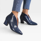 Women's Croc Effect Pointed Toe Ankle Boots — view 10