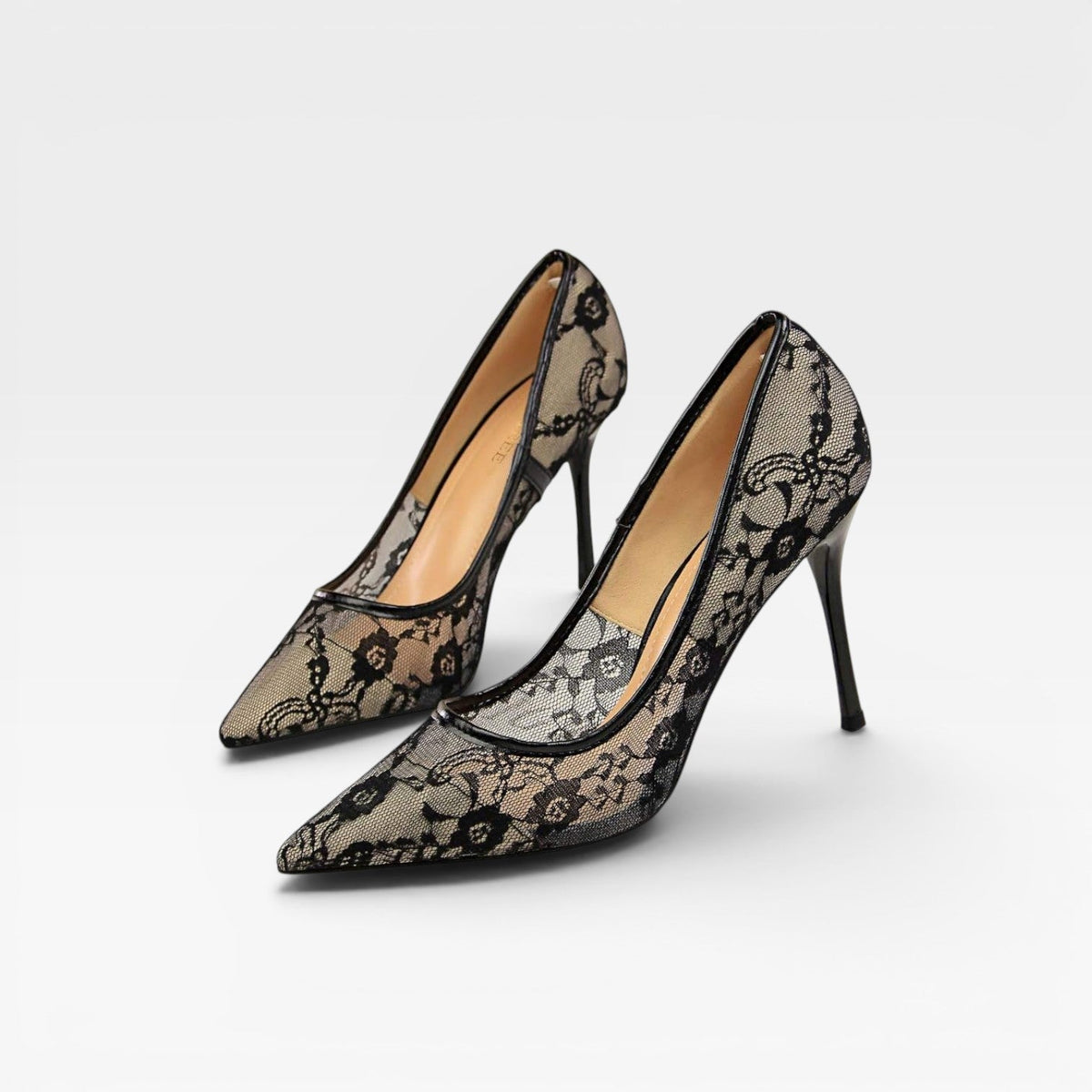 Women's Floral Lace Mesh Stiletto Heels — view 3