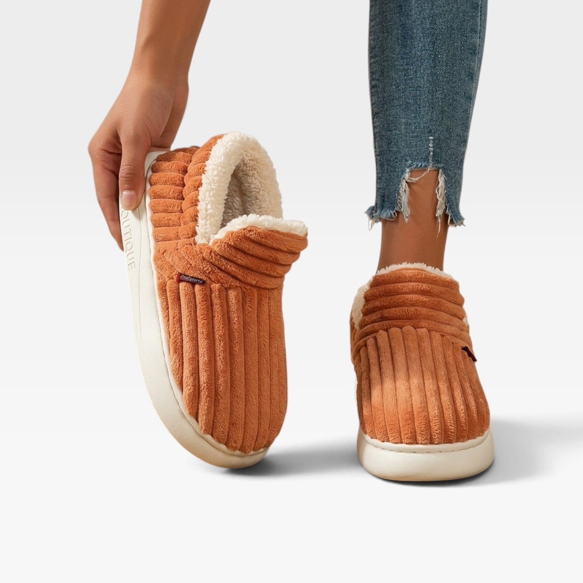 Women's Corduroy Slipper Boots with Fleece Lining — view 15