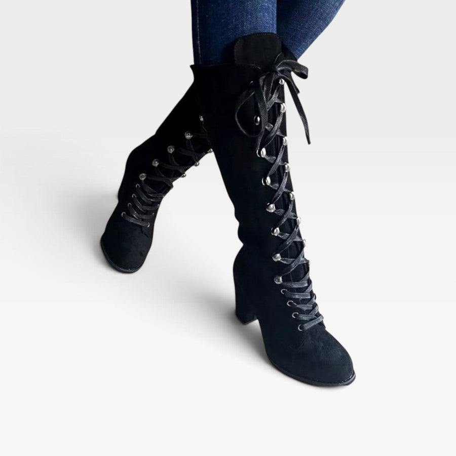 Women's Lace-Up Ankle Boots with Square Heel — view 4