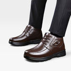 Men's Fleece-Lined Leather Lace-Up Boots with Buckle — view 11