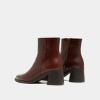 Women's Burgundy Leather Block Heel Ankle Boots — view 4