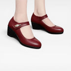 Women's Leather Mary Jane Mid Heel Shoes — view 4