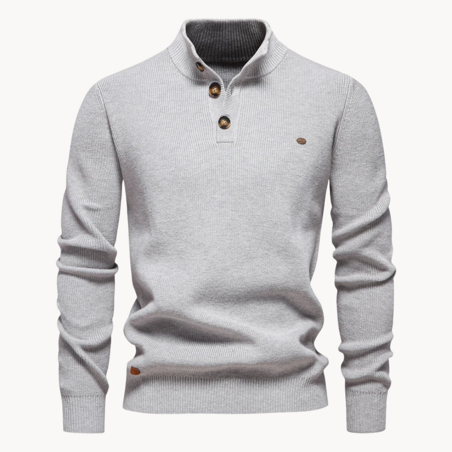 Men's Button Mock Neck Jumper | Livio