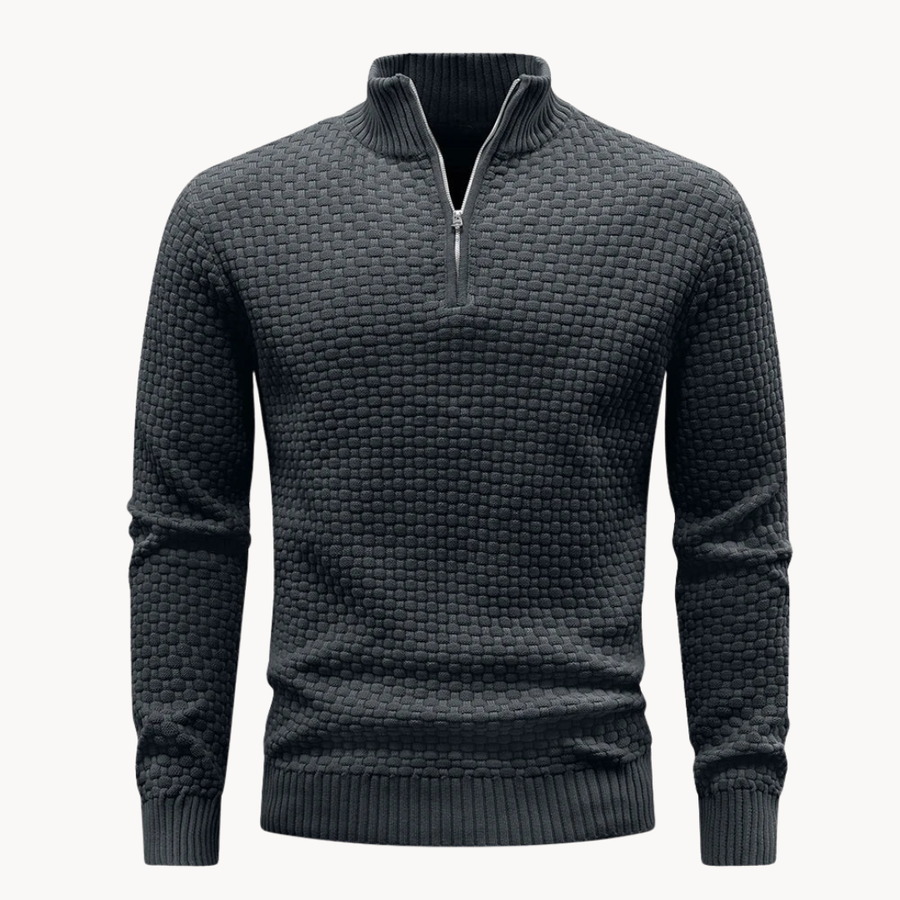 Men's Textured Quarter-Zip Knit Jumper | Corvell