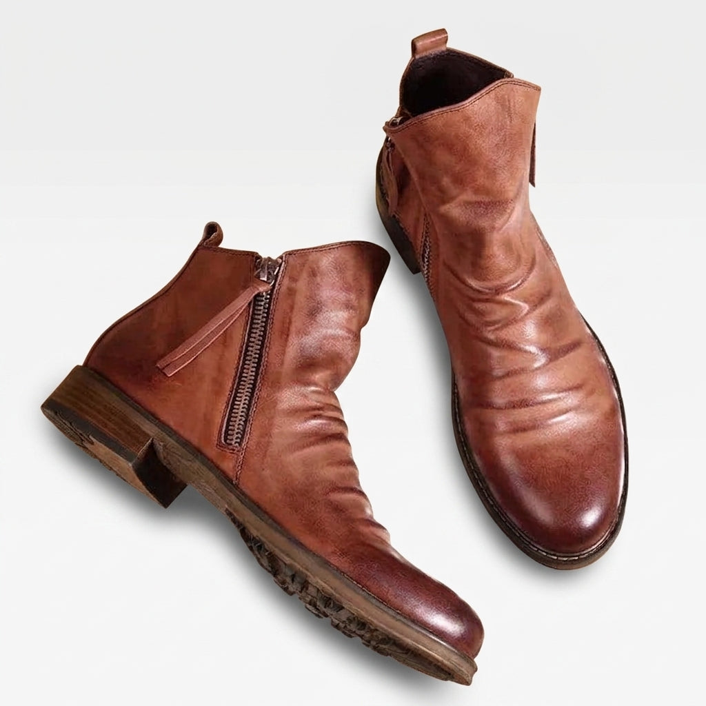 Men's Soft Leather Side-Zip Ankle Boots — view 5