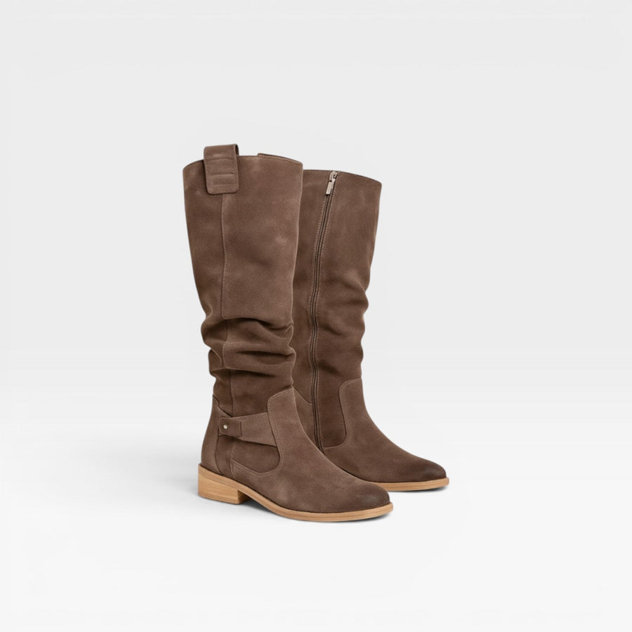 Women's Knee-High Suede Boots with Buckle Detail — view 8