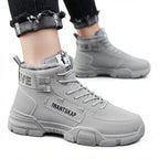 Men's Fur-Lined Lace-Up Combat Boots, Chunky Sole — view 7