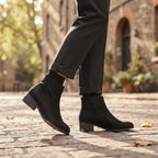 Women's Suede-Look Low Block Heel Ankle Boots with Zip — view 7