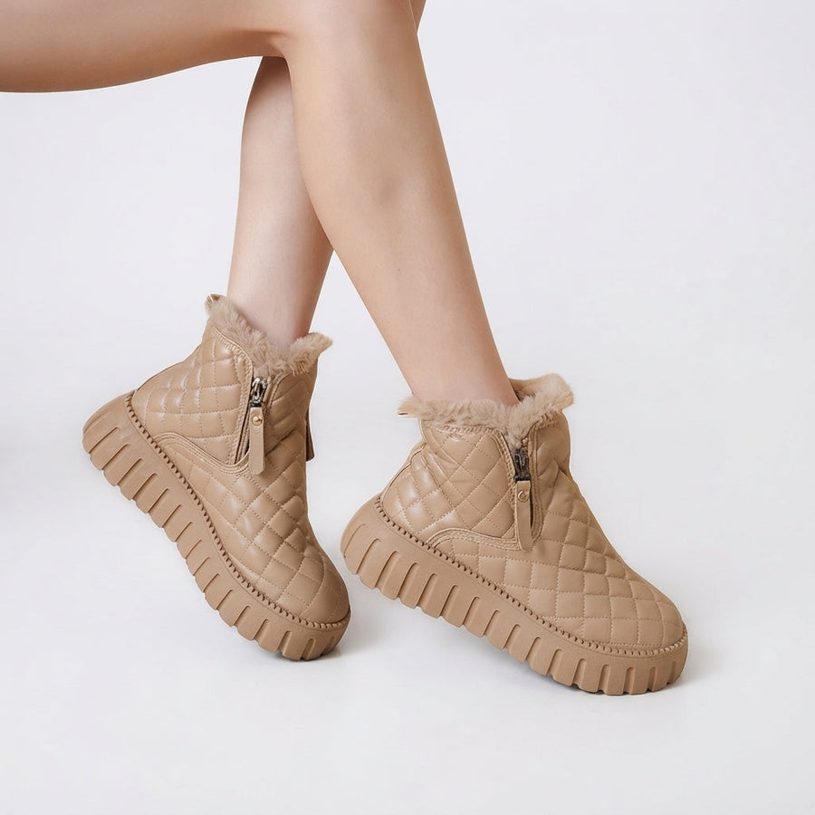 Women's Quilted Faux Fur-Lined Winter Ankle Boots — view 7