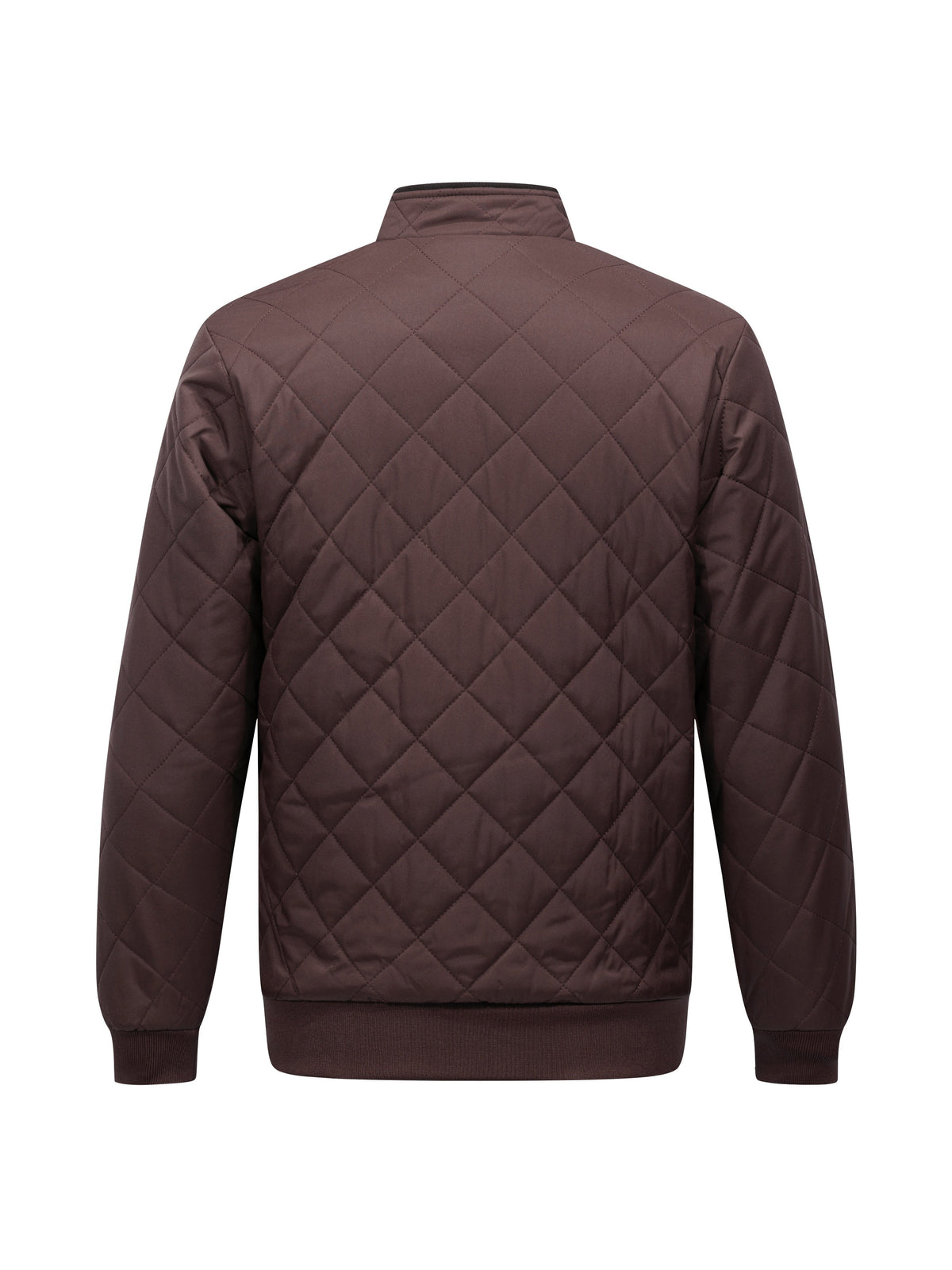 Men's diamond quilted zip-up jacket with stand collar
