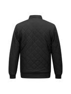 Men's diamond quilted zip-up jacket with stand collar
