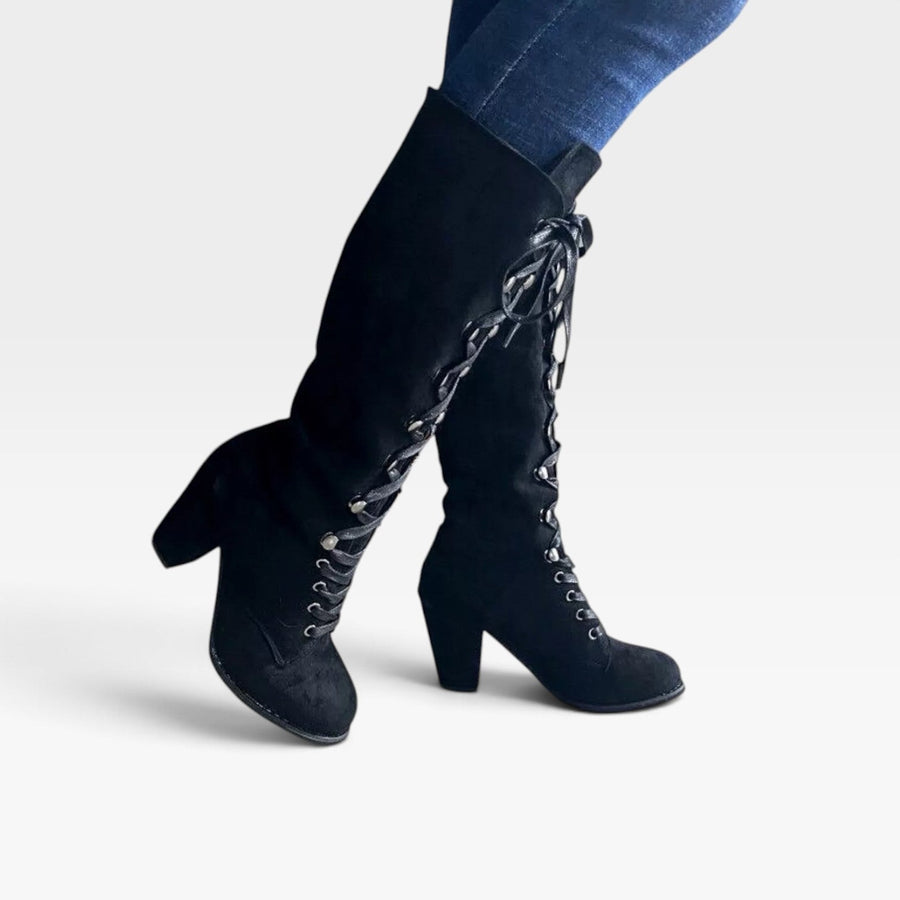 Women's Lace-Up Ankle Boots with Square Heel — view 6