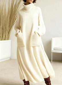 Genna | High-Neck Long-Sleeve Casual Loose Knit Dress