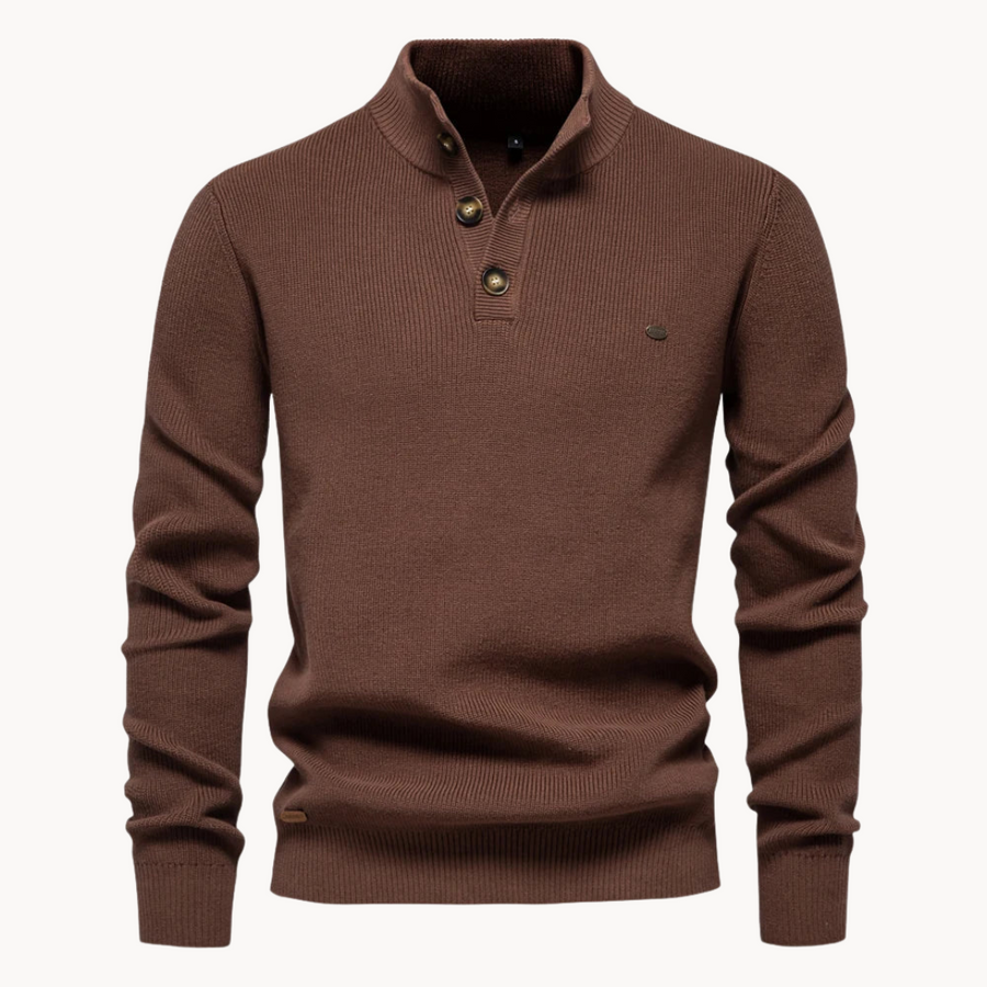 Men's Button Mock Neck Jumper | Livio