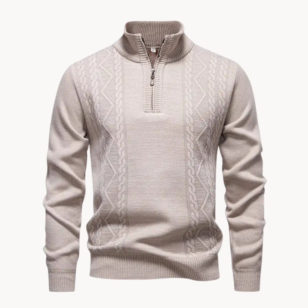 Men's Cable Textured Zip-Up Jumper | Stratton