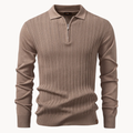 Men's Ribbed Knit Zip-Up Polo Jumper | Eldridge