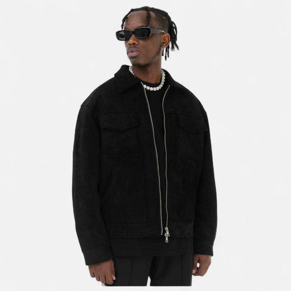 Men's relaxed fit suede-look jacket
