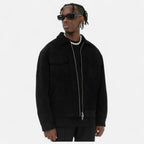 Men's relaxed fit suede-look jacket