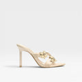 Women's Crystal Flower Stiletto Mule Sandals