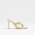 Women's Crystal Flower Stiletto Mule Sandals