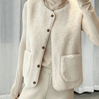 Women's button-front borg teddy gilet