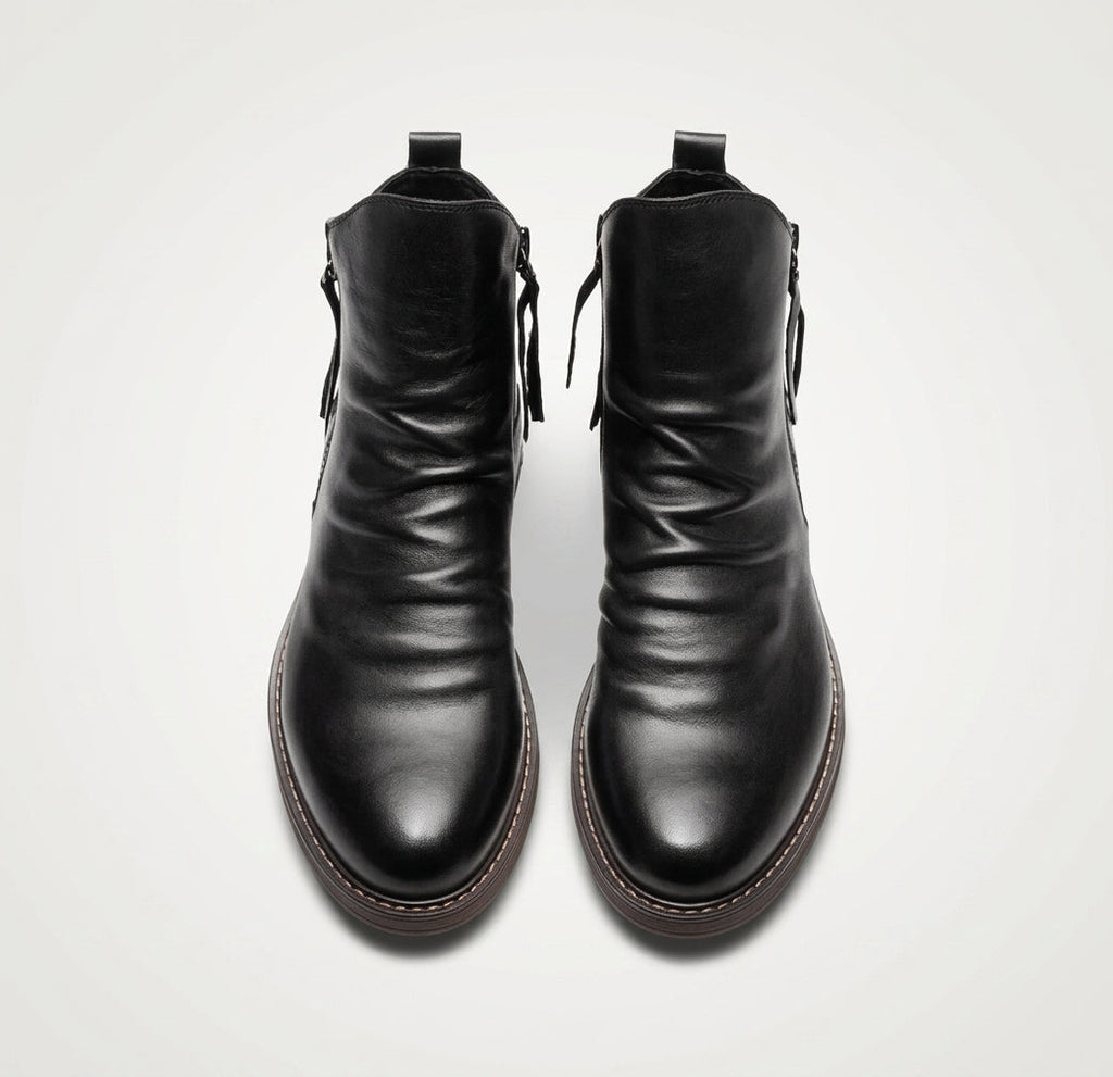 Men's Soft Leather Side-Zip Ankle Boots — view 9