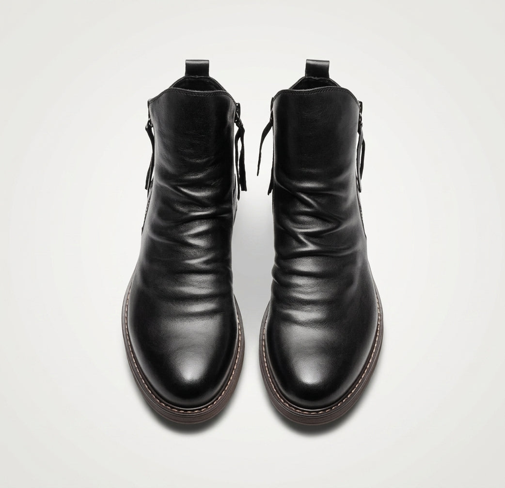 Men's Soft Leather Side-Zip Ankle Boots — view 9