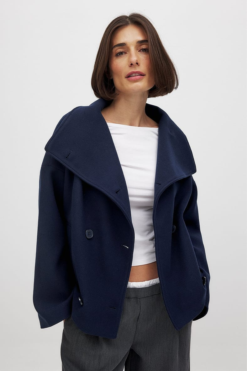 Women's Double-Breasted Boxy High Collar Coat | Salcombe