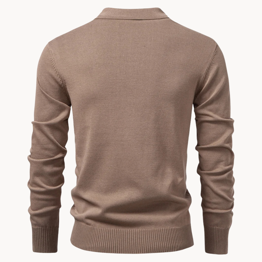 Men's Ribbed Knit Zip-Up Polo Jumper | Eldridge