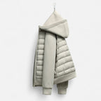 Men's hooded puffer jacket with quilted panels