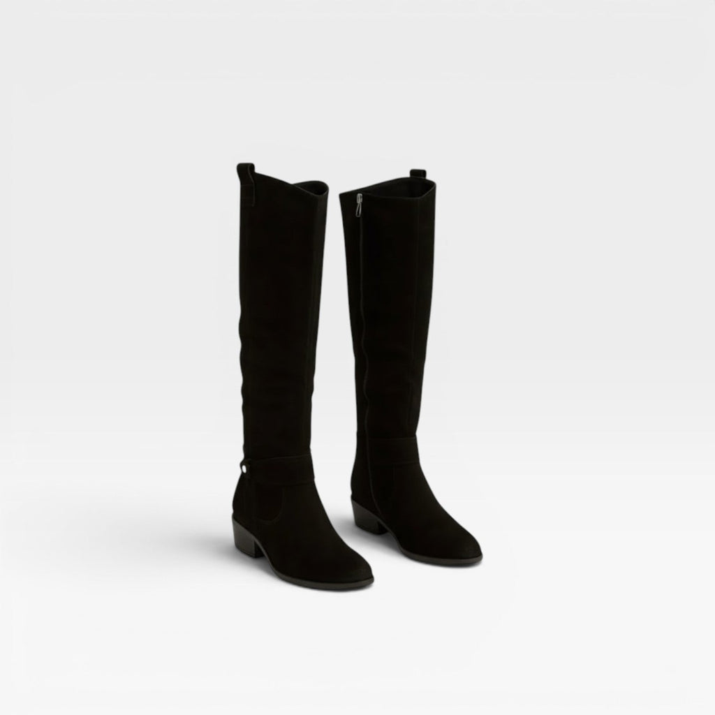 Women's Knee-High Suede Boots with Buckle Detail — view 6