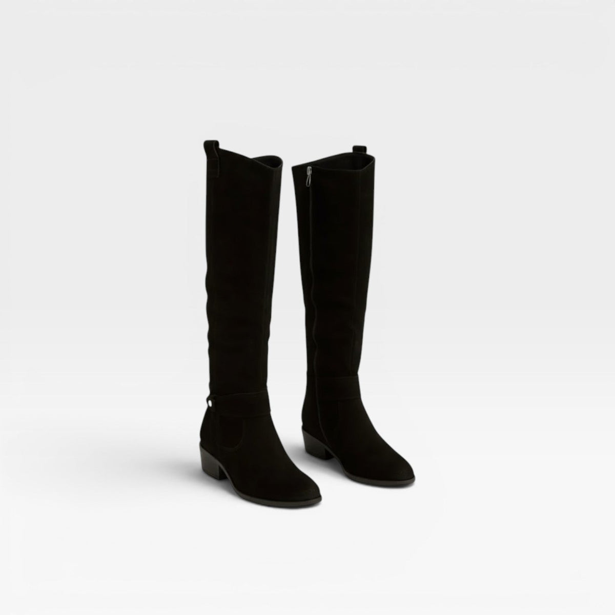 Women's Knee-High Suede Boots with Buckle Detail — view 6