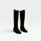Women's Knee-High Suede Boots with Buckle Detail — view 6