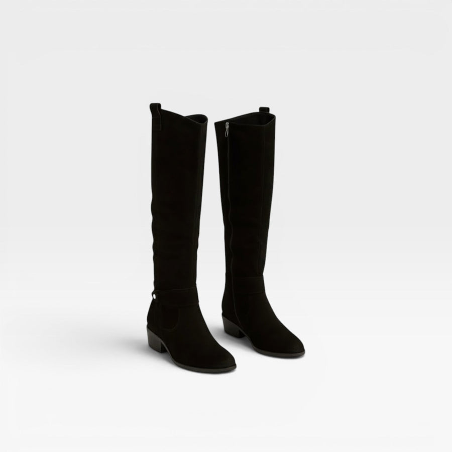Women's Knee-High Suede Boots with Buckle Detail — view 6