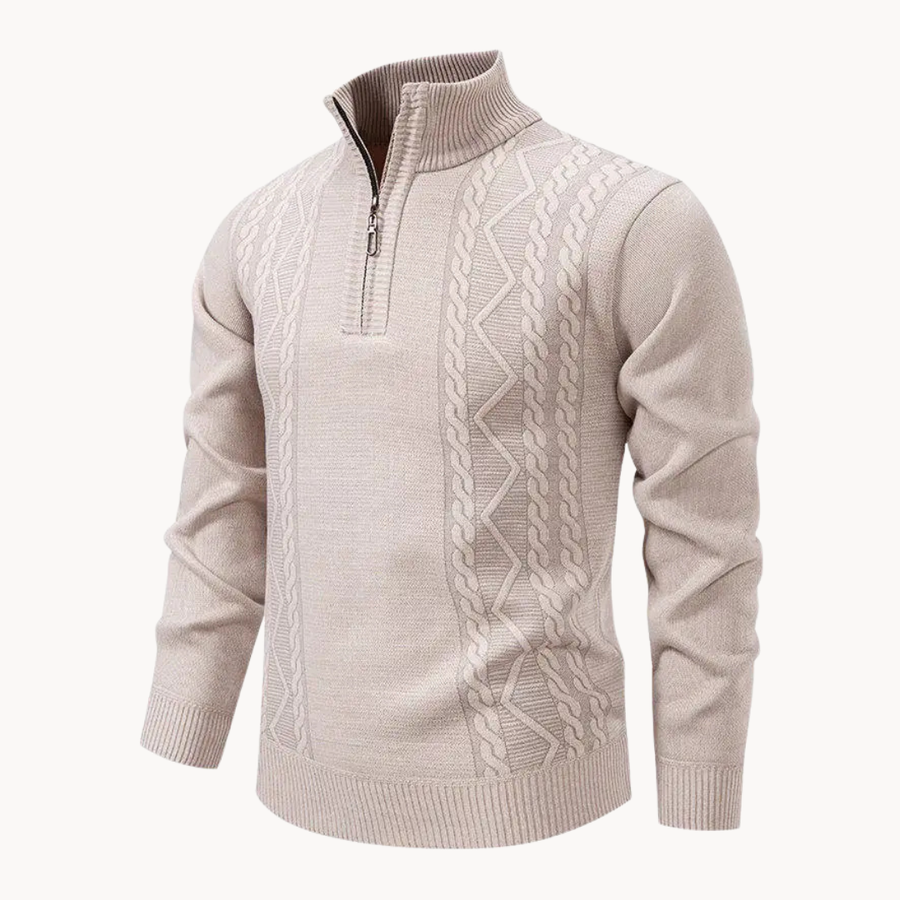 Men's Cable Textured Zip-Up Jumper | Stratton