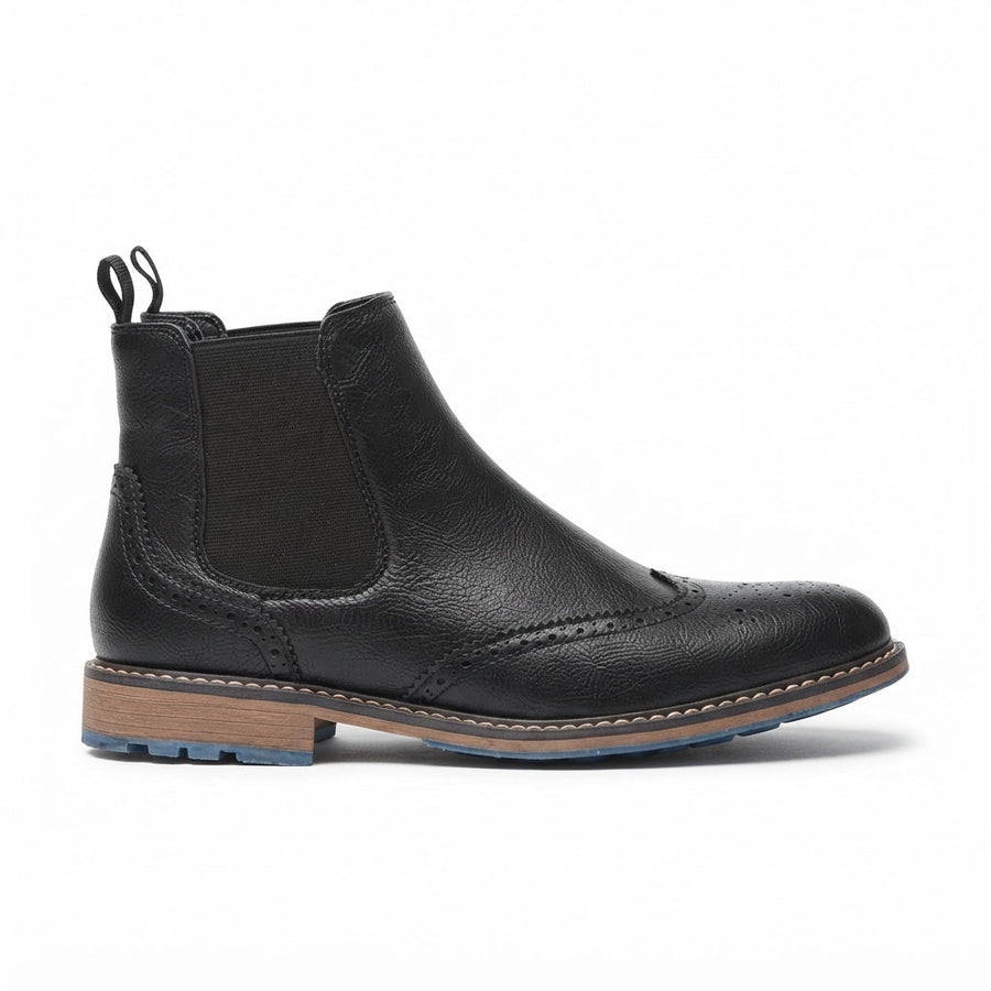 Men's Wingtip Brogue Chelsea Boots, Non-Slip Sole