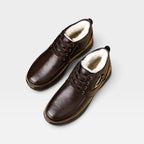 Men's Fleece-Lined Leather Lace-Up Boots with Buckle — view 10